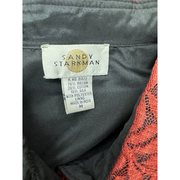 VTG Sandy Starkman Womans Blazer Patchwork Boho Wear Art M Velvet Lace Eclectic - Picture 3 of 10